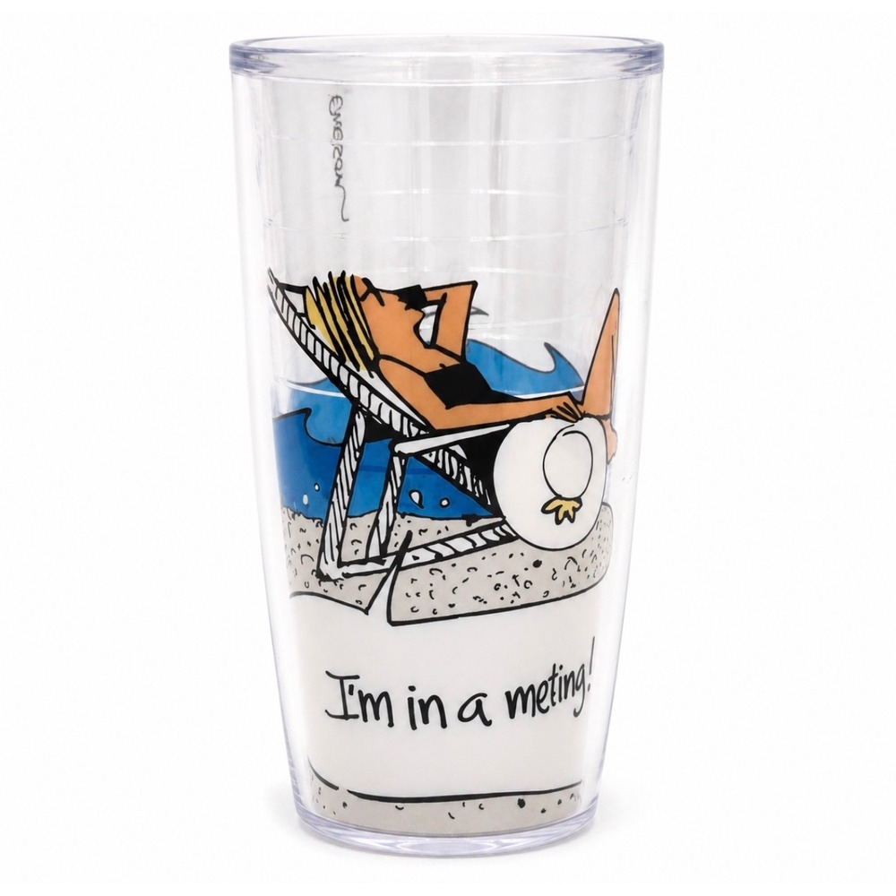 Tervis Emerson Beach Im In A Meeting Insulated Tumbler 16oz Clear Acrylic Cup